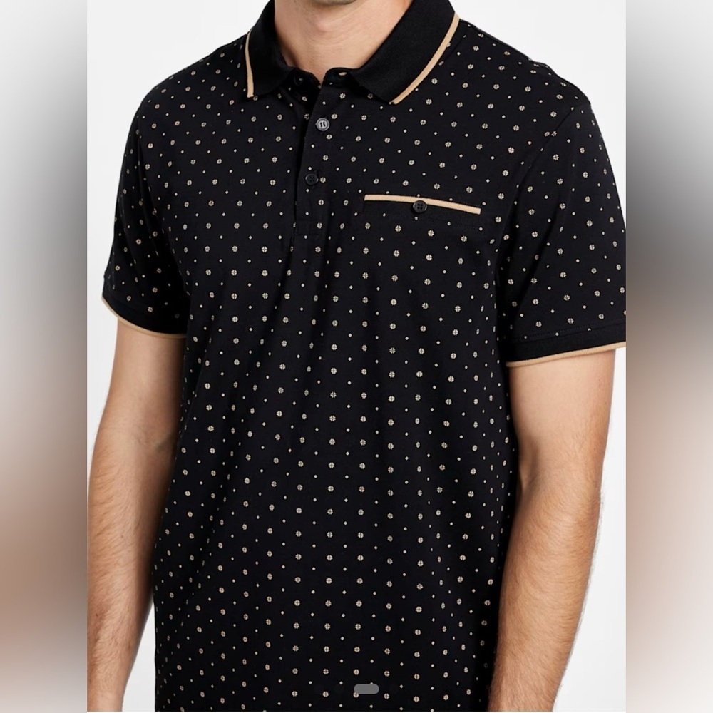 Guess Black Tan Ria Geometric Polo | GUESS Shirt